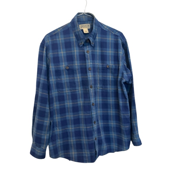 Duluth Trading Co Other - Duluth Trading Co Mens Large Blue Plaid Button Down L/S Flannel Cotton Shirt EUC